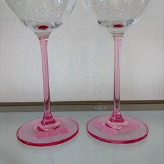 Lenox Butterfly Meadow Wine Glass Set of 2 Pink Stem Spring Floral Barware NEW