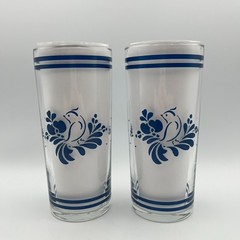 Pfaltzgraff Folk Art Tumblers 16oz Blue Bird Floral Set of 2