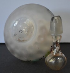 New England Pomona Glass Floral Bird Optic Cruet