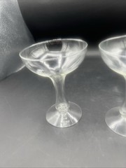 VINTAGE WINE CHAMPAGNE COCKTAIL GLASS HOLLOW STEM SET 2 STEMWARE BARWARE COUPE