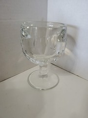 Bartlett Collins Glass Thumbprint Clear Mold Blown Antique 6″ Goblet 1915-80 #1