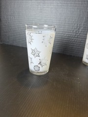 MCM Atomic Snowflake Federal Glass 12oz Tumblers Frosted Set of 6 VTG 1950s 60s