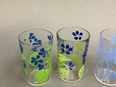 Lot 6 Vtg Kraft Swanky Swigs Juice Drink Glasses Floral Graphics 3.5″~Pre-Owned