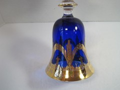 VTG Horchow 24 KtGold Cobalt Blue Crystal Wine Water Glass Goblet 6.5″ ITALY