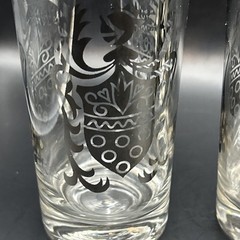 Kimiko Silver Knight Shield Crest Highball Tumbler Glass Barware MCM Set Of 4