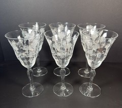 Morgantown Mayfair Mormay Pattern (7668) Stem Water/Wine Glasses Set Of 6