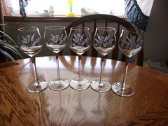Etched Wine Toscany Burton Floral Crystal Tapered 7 Oz – Set of 5