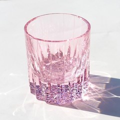 Set Of 2PCS Crystal Glasses Rock Whiskey Set Glass Cut Stars Green&Pink 8oz