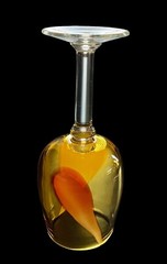 Set Of 2 Vintage Hand Blown Amber Art Glass 8” Wine Goblets Red & Yellow Accents