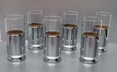 Hellerware Chromium Cork Lined Insulated Highball Glass MCM 1970’s (Set of 6)
