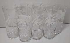 8 MCM Glass Bamboo Highball 6″ Tumblers Glasses Retro Tiki