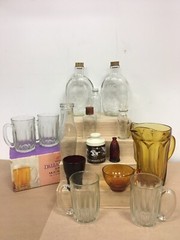 15pc Vintage Glassware Glass Pitcher Collectible Bottles Mugs