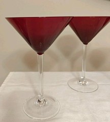 Vintage Ambiance Collections Ruby Red 7″ Martini Glasses Set Of 3