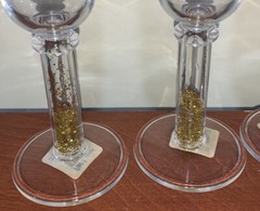 Vintage Pier 1 PLASTIC Champagne Wine FLUTES Toasting Goblet Gold Stars Set Of 4