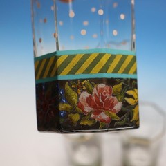 Vintage MacKenzie Childs Cry – Garland Formal Dot – 4 Glass Highball Tumblers