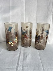 Vintage Anchor Hocking Butterfly Beverage Glasses Set Of 3