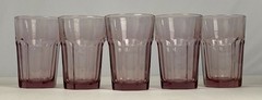 Set of 6 Vintage Libbey Pink Tumblers | Mid-Century Ribbed Drinking Glasses