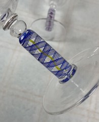 2 James Nadal Art Glass Signed Wine Glasses