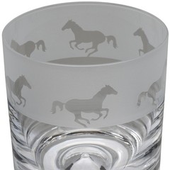 Whiskey Glass Decorated Galloping Horse Sandblast Animal Drinking Tumbler Animo