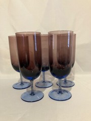 Festival Amethyst Blue by Block Crystal – RARE – Five Vintage Iced Tea Glasses
