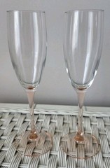 Luminarc France 8-3/4″ Tall Pink Stem Champagne Flute Pair (2)