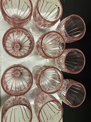 Lenox Dawn Blossoms Water/Wine/Tea Goblets Pink Glass 7 1/8″ Tall Set of 11
