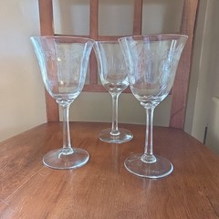 LOT 3 Lenox USA Crystal ‘CASTLE GARDEN’ 10 oz. Water Goblets 7 5/8″