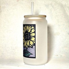 16oz Sunflower Stained Glass Tumbler with Bamboo Lid