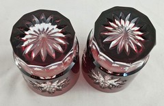 Waterford Snowflake Snow Crystals Ruby Red Whiskey Double Old-Fashioned Set of 2