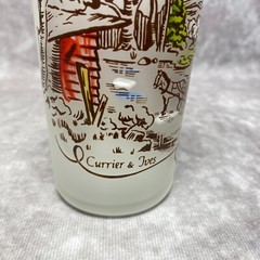 2 Vintage Hazel Atlas Currier & Ives Winter Scene Frosted Glass Tumblers