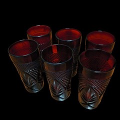 Set of 6 Luminarc Cristal D’Arques Durand Ruby Red Tumblers Made In France