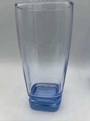 (4) Libbey Carrington Rare Light Blue Translucent Glass Tumblers Square Bottom