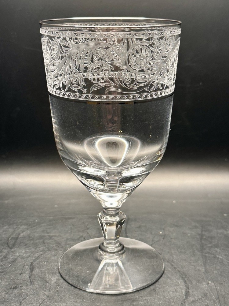 Fostoria Renaissance Platinum Trim Iced Tea Glass Goblet 6 5/8″