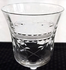 Blown Ware Crystal 4 Clear Glass Etched Design Paneled 10 ounce Water Goblets
