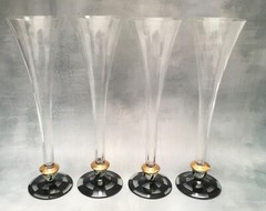 Set of 4 Whimsical Checked Champagne Flutes Hand Painted