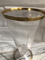 Vintage Gold Rim Water Ice Tea Goblets, Dessert/Sherbert & Cordial Glasses