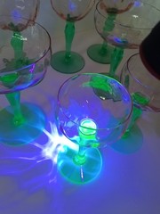 8 Uranium Foot Watermelon Pink And Green Tiffin Depression Glass Goblet Optic