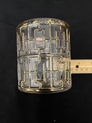 Lot Of 6 Imperial Glass 22K Gold Shoji Trellis Short Tumbler Glasses 3.5″ 1960s