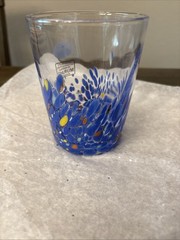 Murano Blue Confetti Drinking Glasses Made In Italy Handmade 8 oz