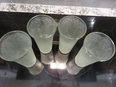 4 VTG Jeannette Glass Finlandia Tree Bark 6 3/8″ Clear Ice Flared Top Tumblers