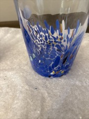 Murano Blue Confetti Drinking Glasses Made In Italy Handmade 8 oz
