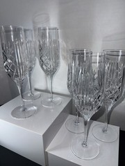 6 ROYAL DOULTON SUMMIT CHAMPAGNE FLUTES 8.5″ TALL