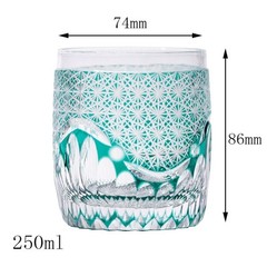 Hand Cut To Clear Whiskey Glasses Edo Kiriko Crystal Glass Tumbler Green 9oz