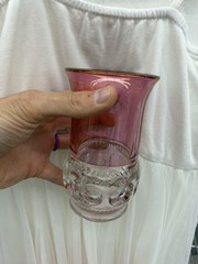 PERFECT Vintage Kings Crown Ruby Red Cranberry Thumbprint Water Glasses Set Of 7