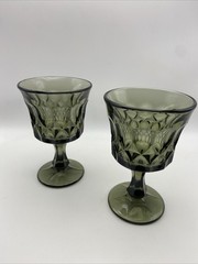 Vintage Noritake Perspective Wine Goblets Smokey Green Set Of 2