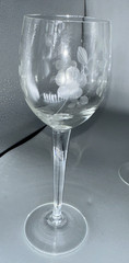 Set of 6 Romanian Etched Wine Glasses Floral Pattern Vtg 7.5″ H 5 oz