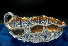 Mid century, clear gold trim pressed glass triangle Candy nappy Trinket dish