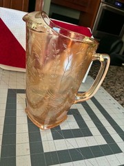 Jeannette Glass FLORAGOLD Louisa Marigold Iridescent Tall Ice Lip Water Pitcher