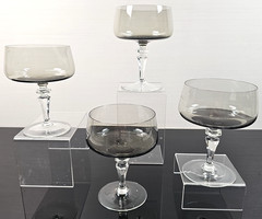 4 Lifetime Serenity Smoke Champagne Sherbet Set Vintage Elegant Stemware MCM Lot