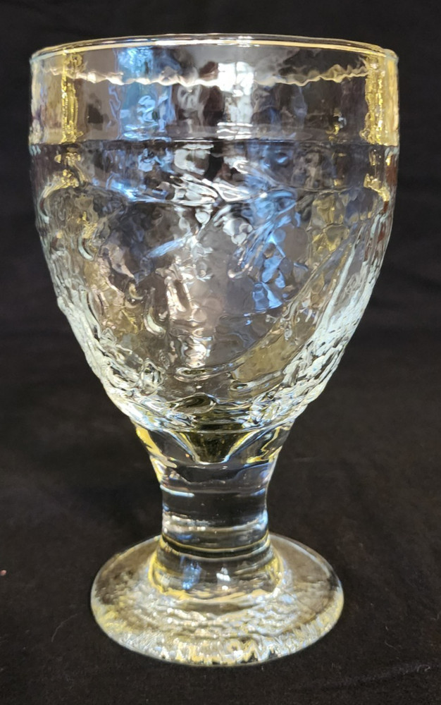 Willow House Tuscan Goblet 16 Oz Water Tea Glass Hammered Botanical Texture